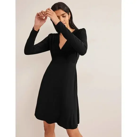 Boden Jersey Mini Tea Dress – Black – Size 6R - Picture 4 of 8